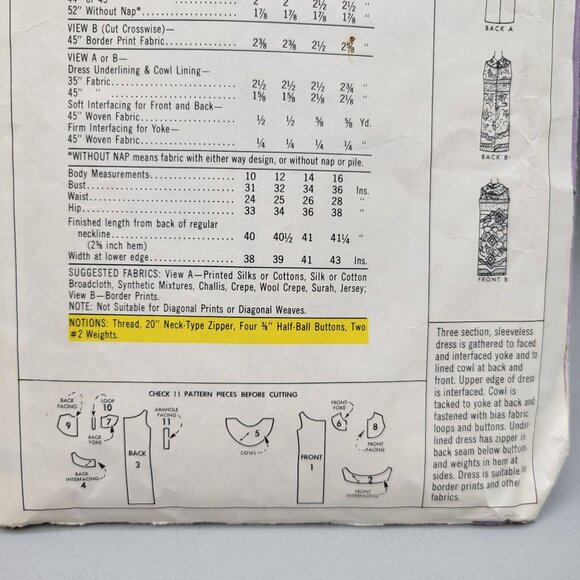 McCalls 1966 Misses Sleeveless Dress Sewing Pattern 8620 Size 14 - Picture 6 of 6